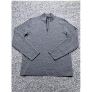 Theory Mens Grey Merino Wool Detroe Quarter Zip Sweater Mock Neck Size M O071712